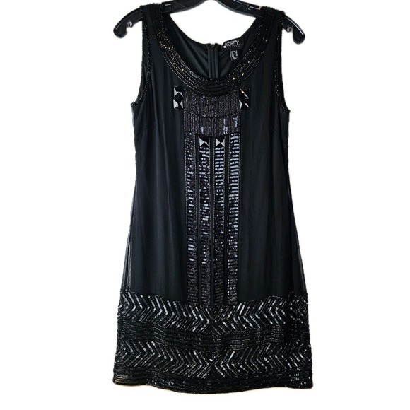Adriana Papell Evening Dress Gatsby Size 8 Women's Beaded 100% Silk Sheath Party - Picture 1 of 11